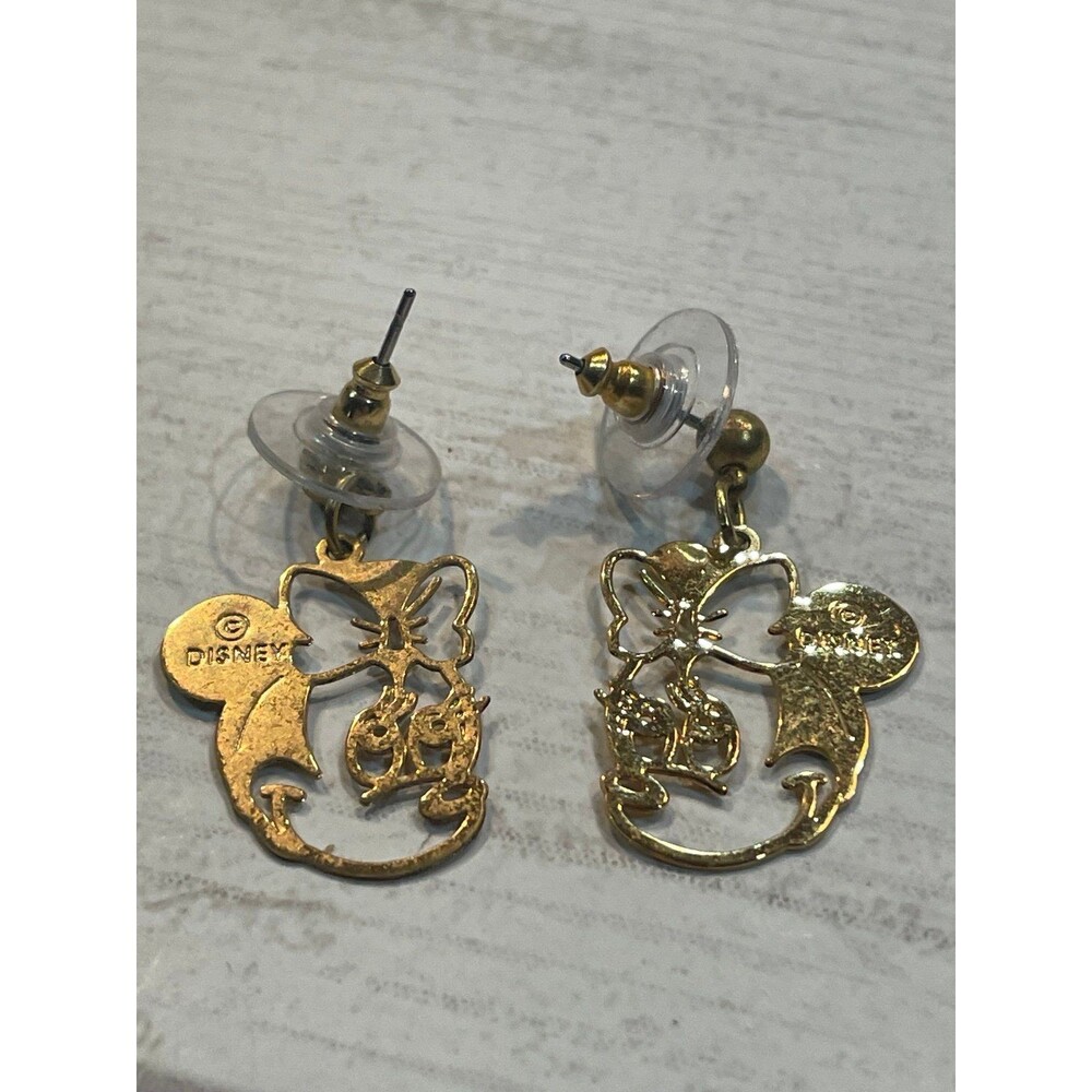 Disney brand Minnie Mouse pierced earrings gold tone dangle earrings